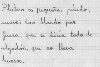 Alumno 7: escritura elegante aprendiendo a escribir con el fosfeno y con el ritmo Evolución del alumno 7: escritura elegante aprendiendo a escribir con la estimulación de la luz del fosfeno y del ritmo alterno entre los dos hemisferios