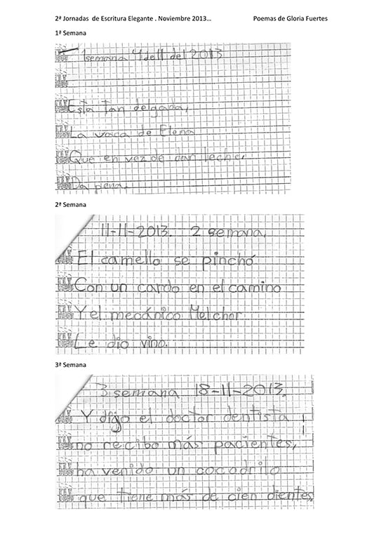 Aprender a escribir con fosfenos y audición alternativa, evolución del alumno 3 Escritura elegante con fosfenos: aprender a escribir, alumno 3